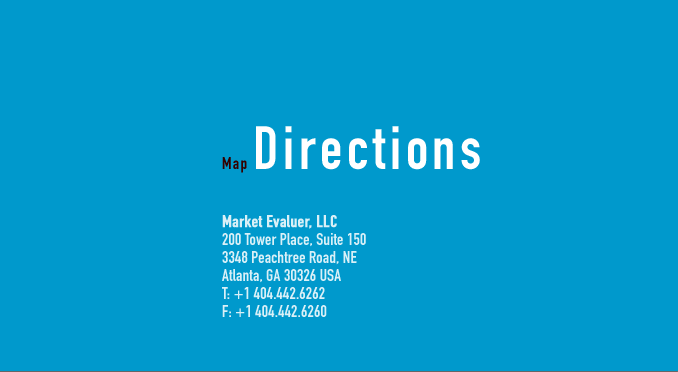 Map Directions - Market Evaluer, LLC, 2828 Peachtree Road, NW, Suite 2303, Atlanta, Georgia 30305 USA